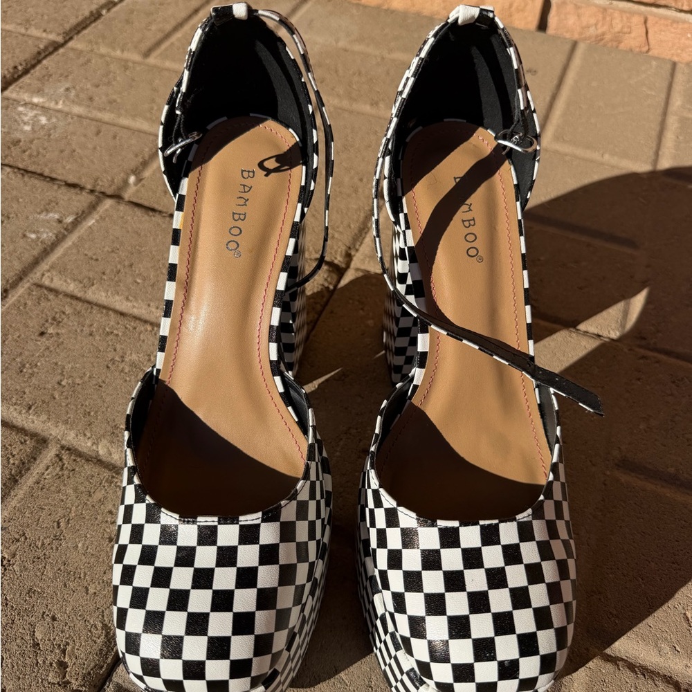 Checkered Platform Heels - image 2